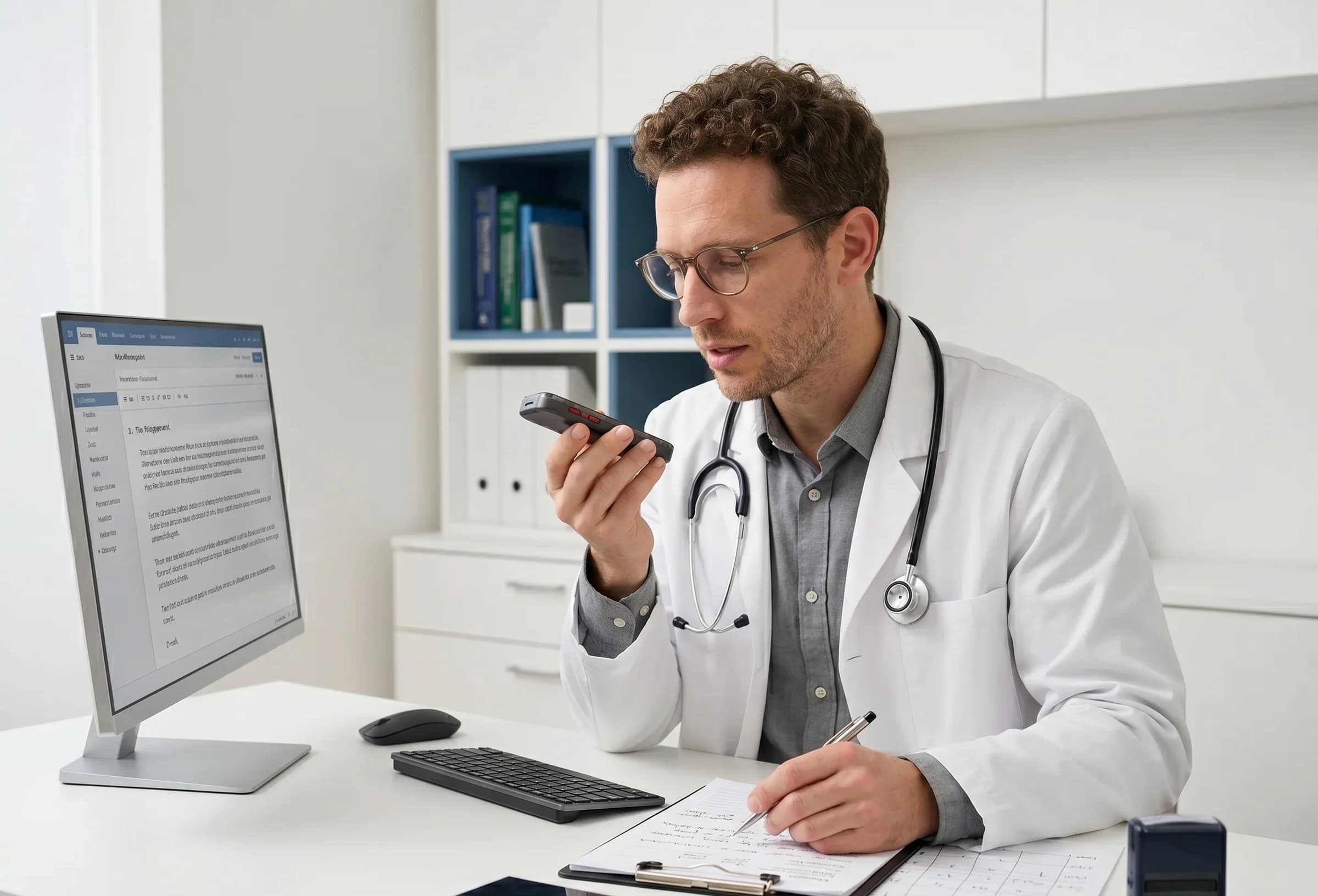 Clinician dictating into an EMR with Zeph Click